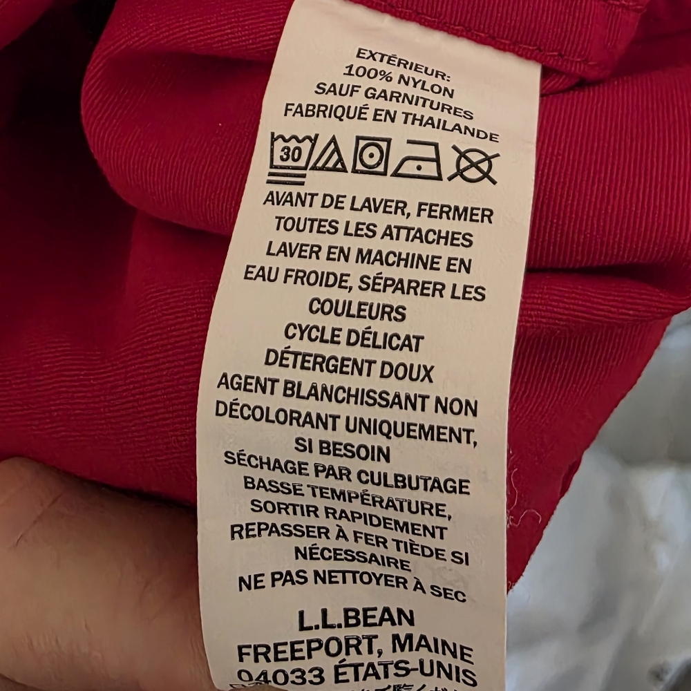 Mens Medium L.L. Bean Red and Burgundy Mountain Classic Anorak New Waterproof - Picture 10 of 11